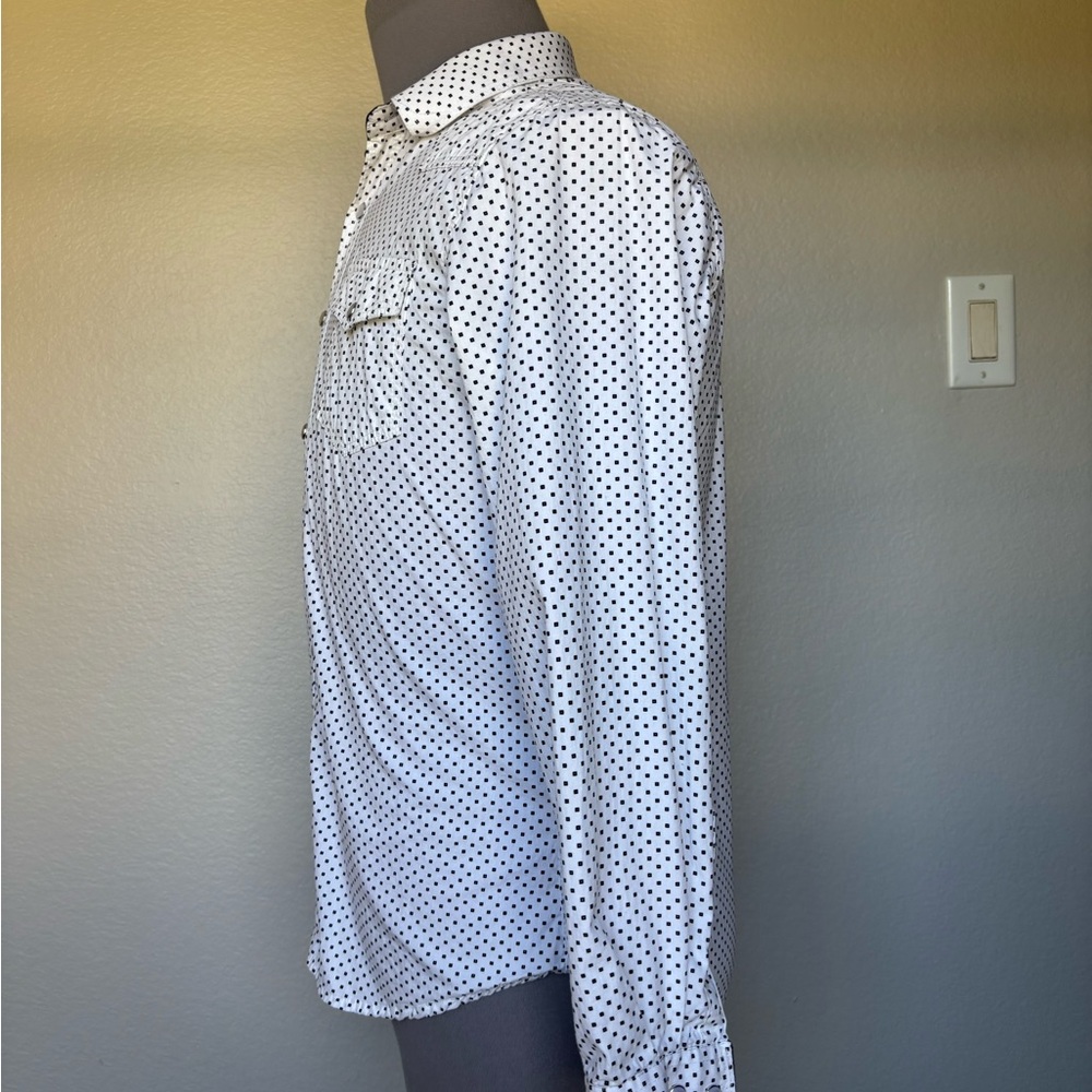 Platini Men's White Long-Sleeve Button-Down Shirt with Black Dot Print - Picture 2 of 10